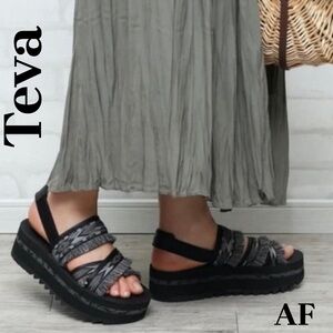 Teva Ceres Women's Platform Sandals in Double Diamond Black New Size 10